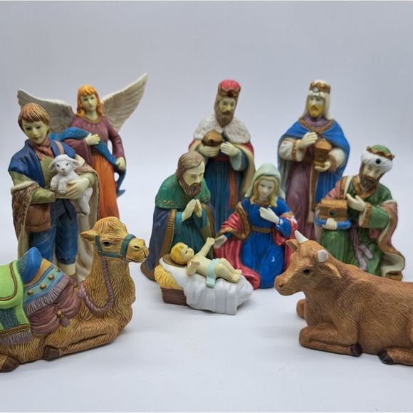 Vintage 10pc Nativity‎ Set - Picture 1 of 9